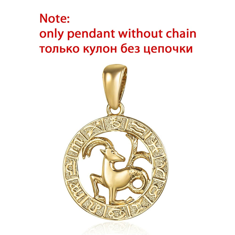 12 Zodiac Sign Constellations Pendants Necklaces For Women Men 585 Rose Gold Color Male Jewelry Fashion Birthday Gifts GPM16 - Quid Mart