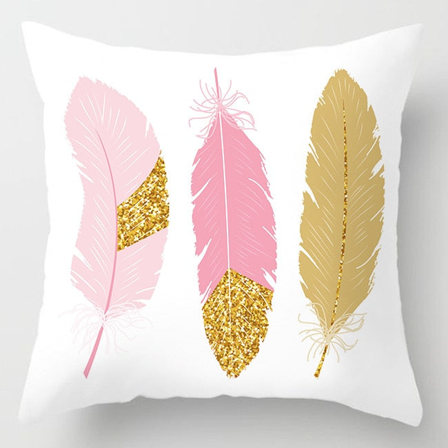 Pink Feather Pillowcase Decorative Sofa Cushion Case Bed Pillow Cover - Quid Mart
