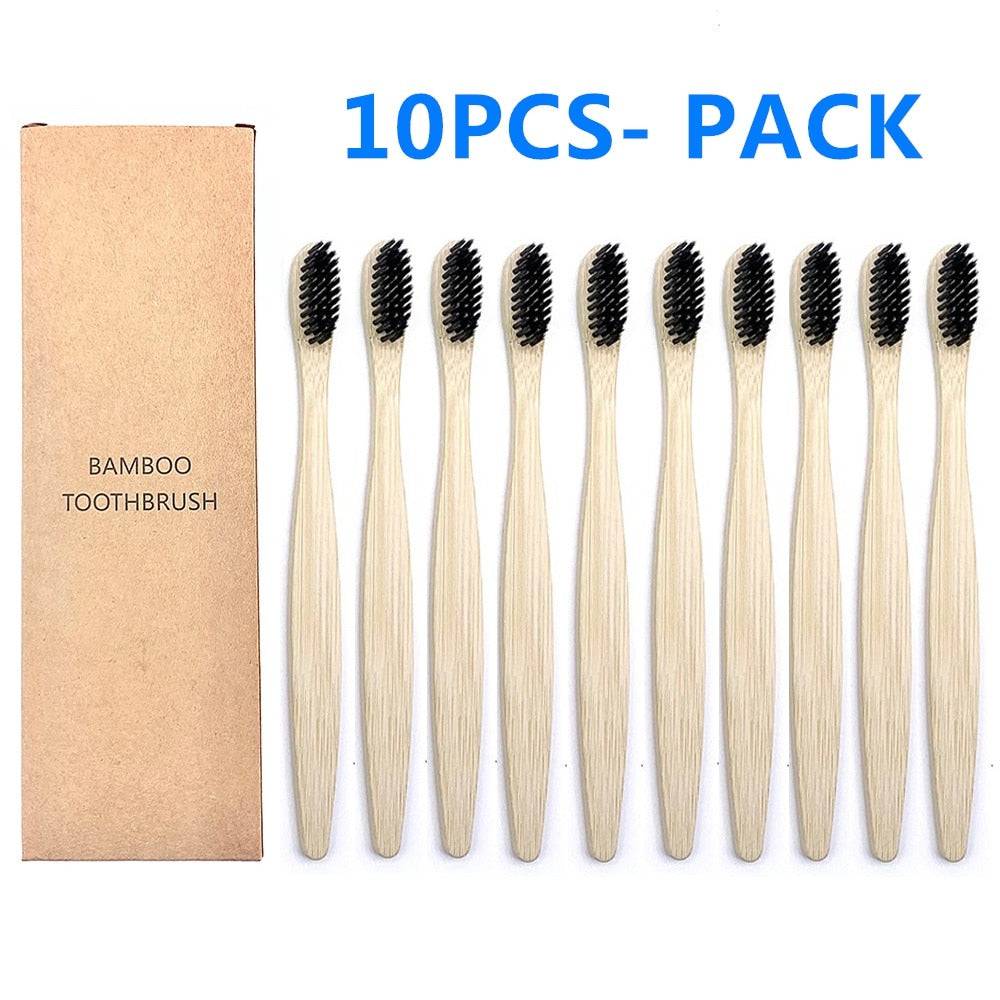 10PCS Biodegradable Bamboo Toothbrush Teeth Colorful Bristle Natural Bamboo Tooth brush Dental Eco Bambou Toothbrushes - Quid Mart