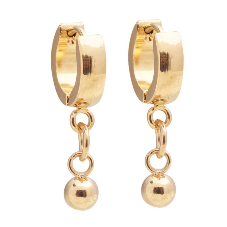 ESSFF 1Pair Stainless Steel Circle Hoop Earrings for Women and Men Gold Color Fashion Jewelry Wholesale - Quid Mart