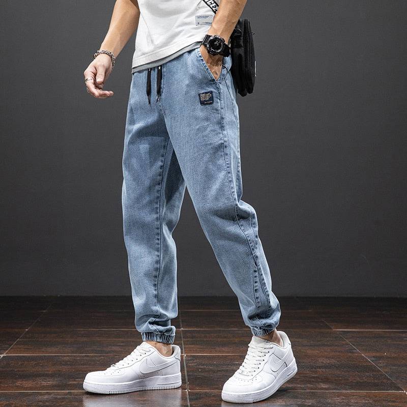 Men's Streetwear Cargo Jeans: Black & Blue, Sizes 6XL-8XL - Quid Mart