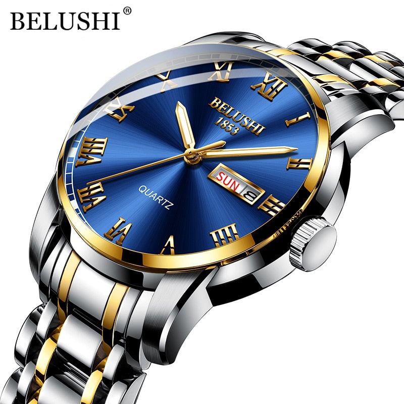 BELUSHI Luxury Men's Quartz Watch - Stainless Steel, Waterproof - Quid Mart