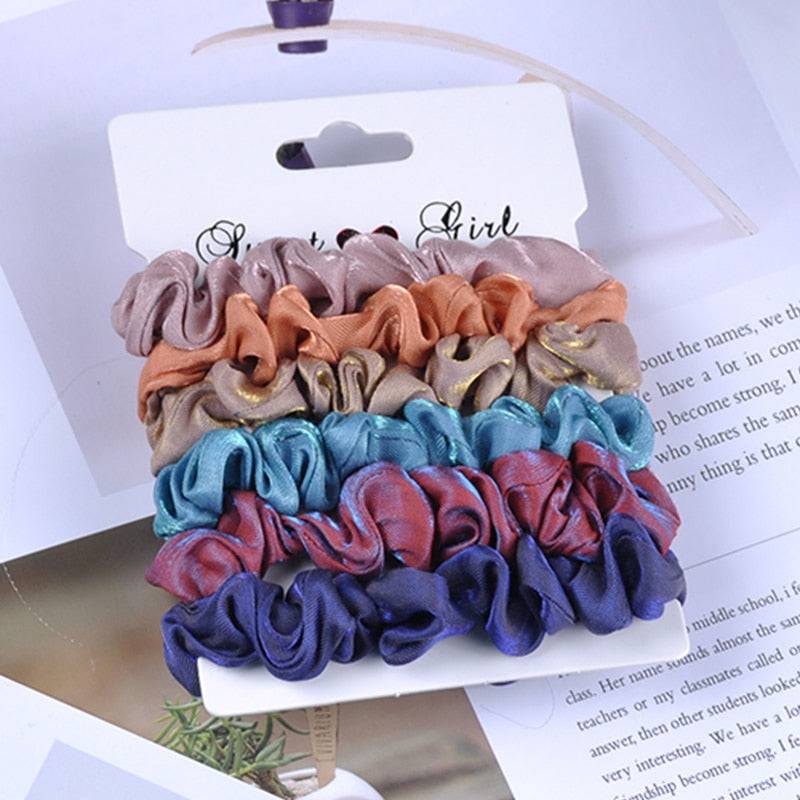 4/6 Pcs Woman Velvet Scrunchies - Fashion Hair Ties, Ponytail Holders - Quid Mart