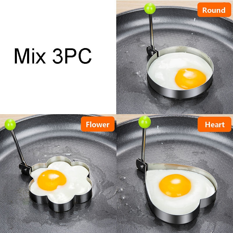 Stainless Steel 5Style Fried Egg Pancake Shaper Omelette Mold Mould Frying Egg Cooking Tools Kitchen Accessories Gadget Rings - Quid Mart