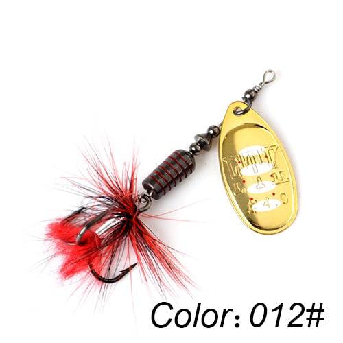 FTK 1pc Spinner Bait 7.5g 12g 17.5g Hard Spoon Bass Lures Metal Fishing Lure With Feather Treble Hooks For Pike Fishing - Quid Mart