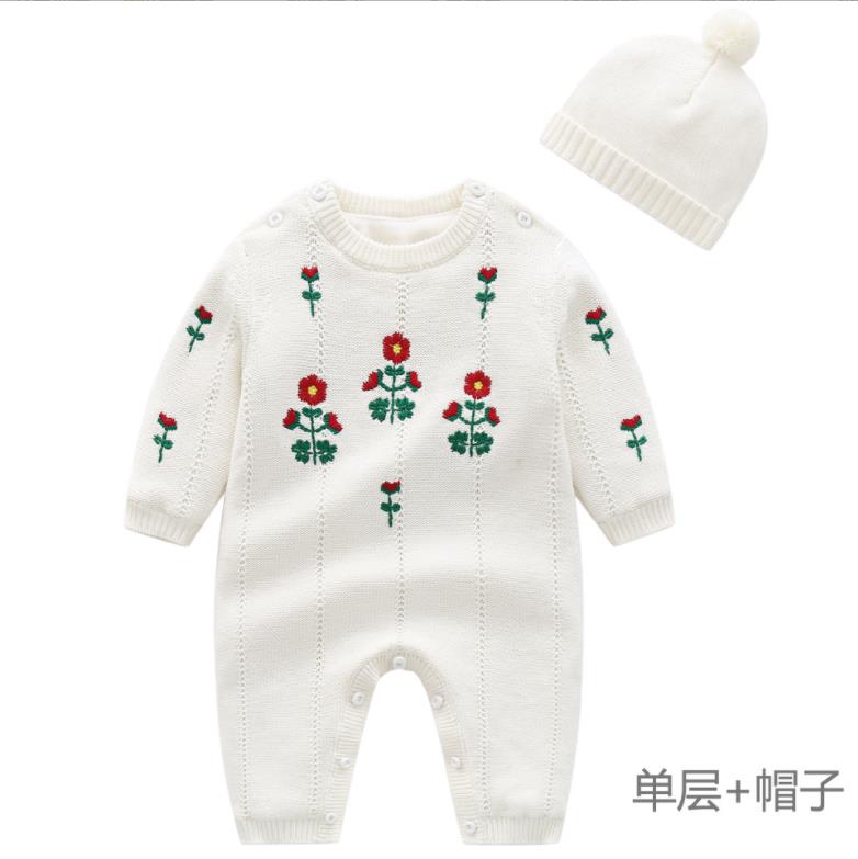 Ysubest Kids Spring Autumn Girl Embroidery Rompers and Hat - Quid Mart