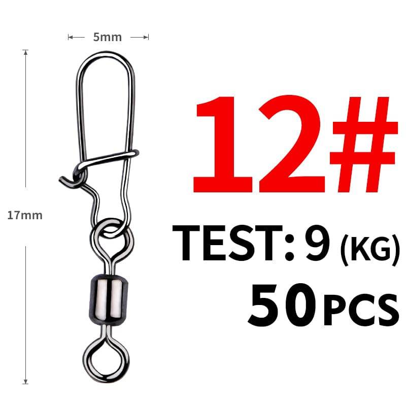 MEREDITH 50PCS Pike Fishing Accessories Connector Pin Bearing Rolling Swivel Stainless Steel Snap Fishhook Lure Swivels Tackle - Quid Mart