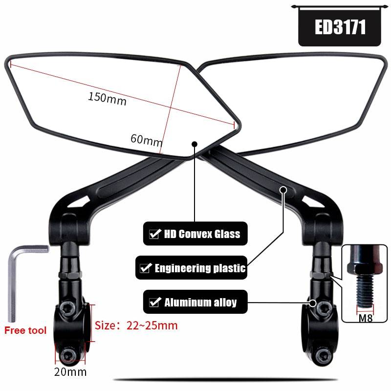 EasyDo Bicycle Handlebar Rear View Mirror Bike Cycling Wide Range Back Sight Reflector Adjustable Left Scooter E Bike Mirror - Quid Mart