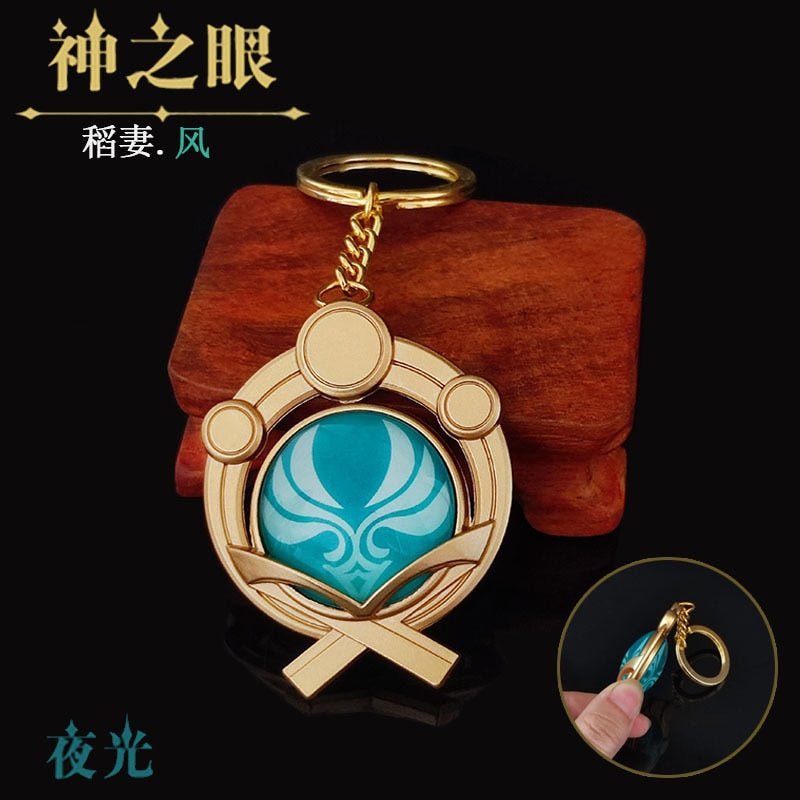 Game Genshin Impact Vision Lnazuma Ganyu Keqing Wendi Xiao Keychain Luminous 7 Element Weapons Eye Of Original God Toy KeyRing - Quid Mart