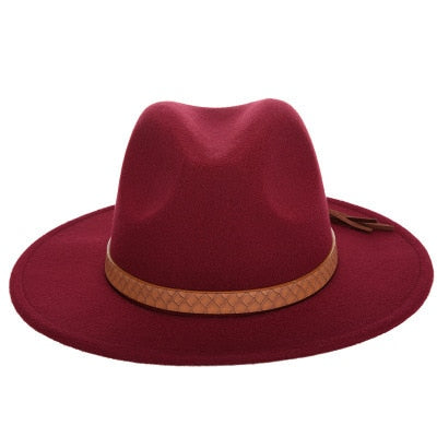 Stylish Wide Brim Wool Felt Jazz Fedora Hat for Women - Quid Mart
