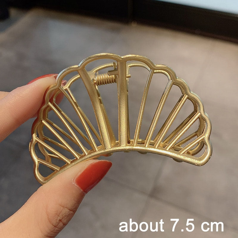 Elegant Geometric Hair Claw: Gold & Silver, Women's Hair Holder Clip - Quid Mart