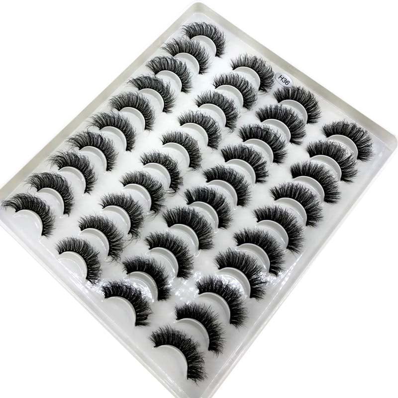 20 Pairs 18-25 mm 3d Mink Lashes Bulk Faux Thick Long Wispy Natural Mink Lashes Pack Short Wholesales Natural False Eyelashes - Quid Mart