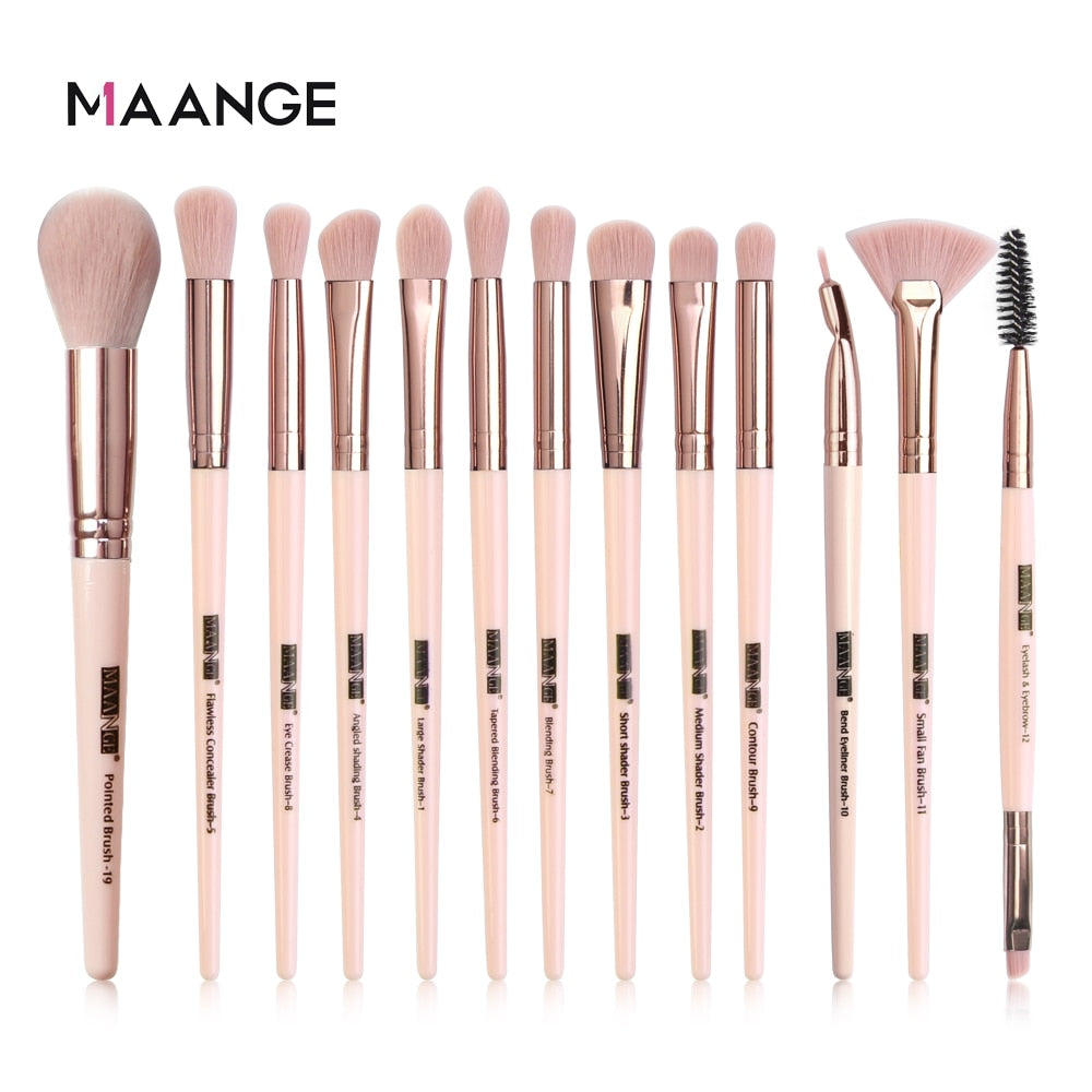 MAANGE Makeup Brushes Pro Pink Brush Set Powder EyeShadow Blending Eyeliner Eyelash Eyebrow Make up Beauty Cosmestic Brushes - Quid Mart