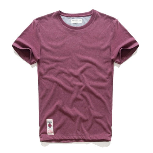 Men's Cotton Solid Color Tee: Casual O-neck, High Quality Top - Quid Mart