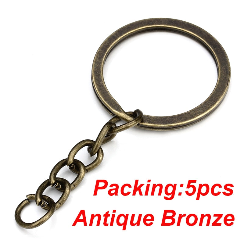 5-20pcs  Key Chain Key Ring Keychain Bronze Rhodium Gold Color 28mm Long Round Split Keyrings DIY Jewelry Making Wholesale - Quid Mart