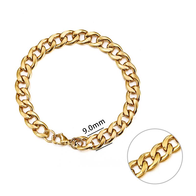 Jiayiqi 3-11 mm Men Chain Bracelet Stainless Steel Curb Cuban Link Chain Bangle for Male Women Hiphop Trendy Wrist Jewelry Gift - Quid Mart