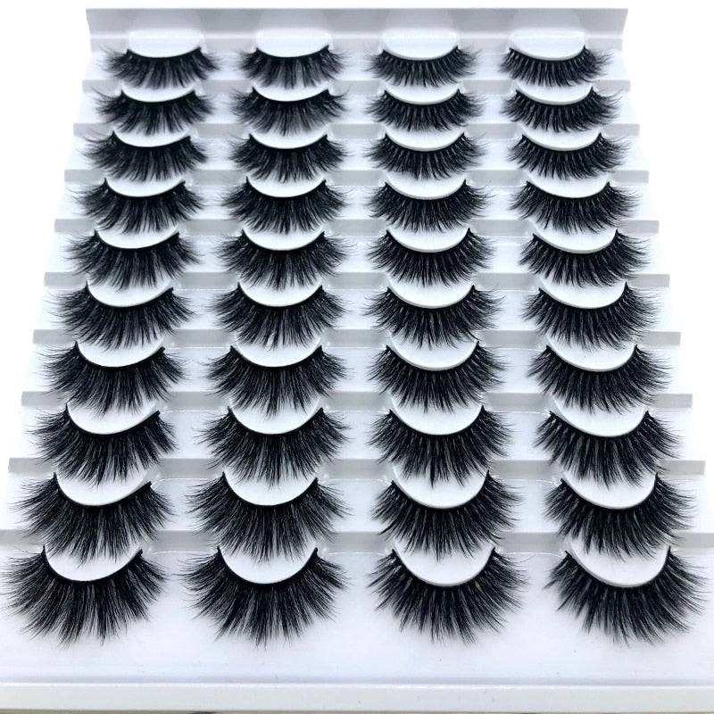 New 20 pairs natural false eyelashes fake lashes long makeup 3d mink eyelashes eyelash extension mink eyelashes for beauty - Quid Mart