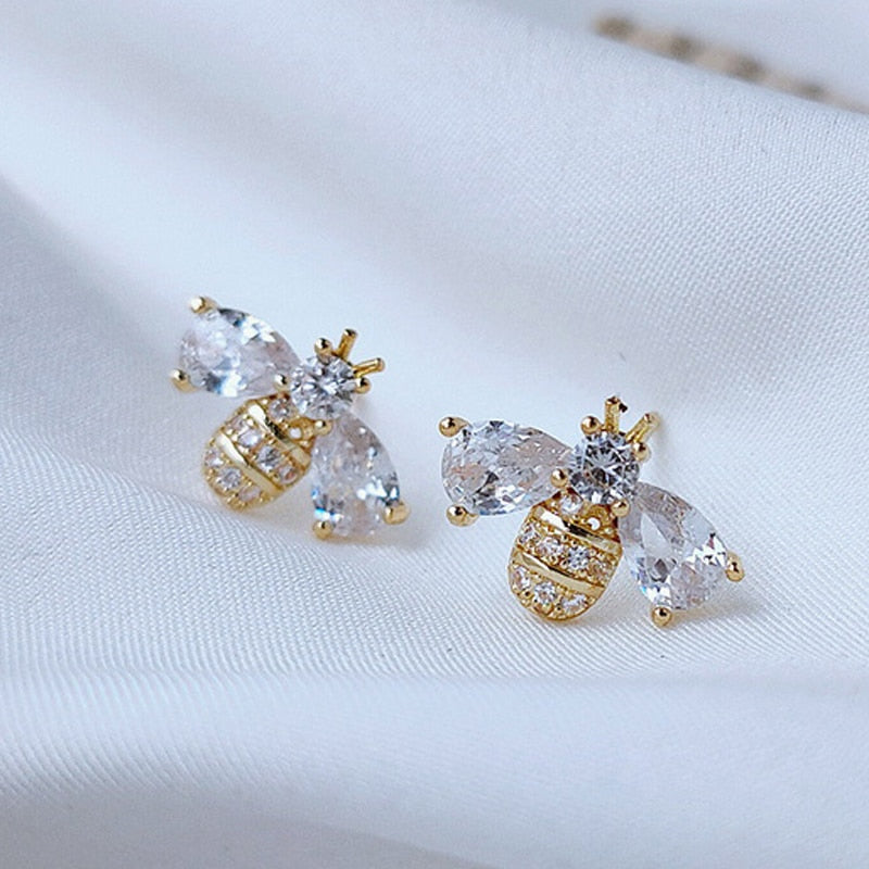 New Korea Sweet Cute Flower Crystal Temperament Geometric Shiny Zircon Earrings Statement Earrings for Women Girl Pendientes - Quid Mart