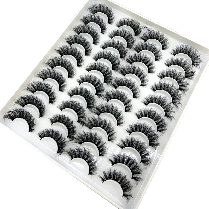 20 Pairs 18-25 mm 3d Mink Lashes Bulk Faux Thick Long Wispy Natural Mink Lashes Pack Short Wholesales Natural False Eyelashes - Quid Mart