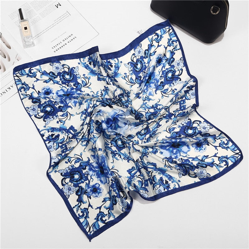 Satin Scarf: Luxury Designer, Retro Paisley Print, Small Bag Wrap for Women - Quid Mart