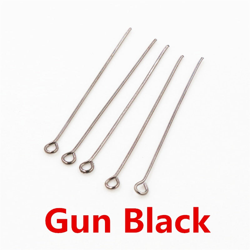 200pcs/bag 16 20 25 30 35 40 45 50mm Eye Head Pins Classic 7 colors Plated Eye Pins For Jewelry Findings Making DIY Supplies - Quid Mart