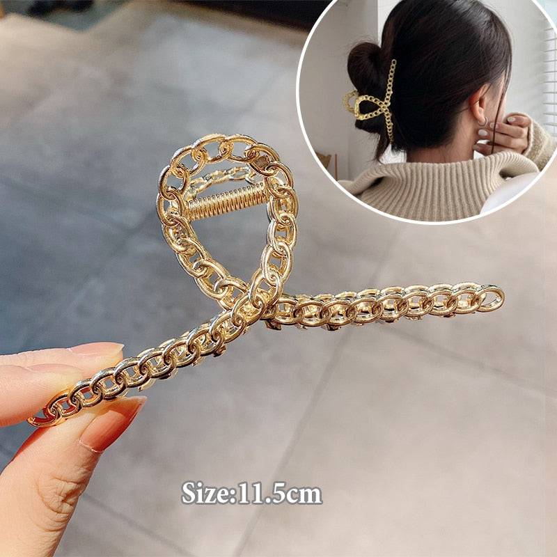 New Fashion Hair Claw Barrettes - Metal Geometric Design - Quid Mart