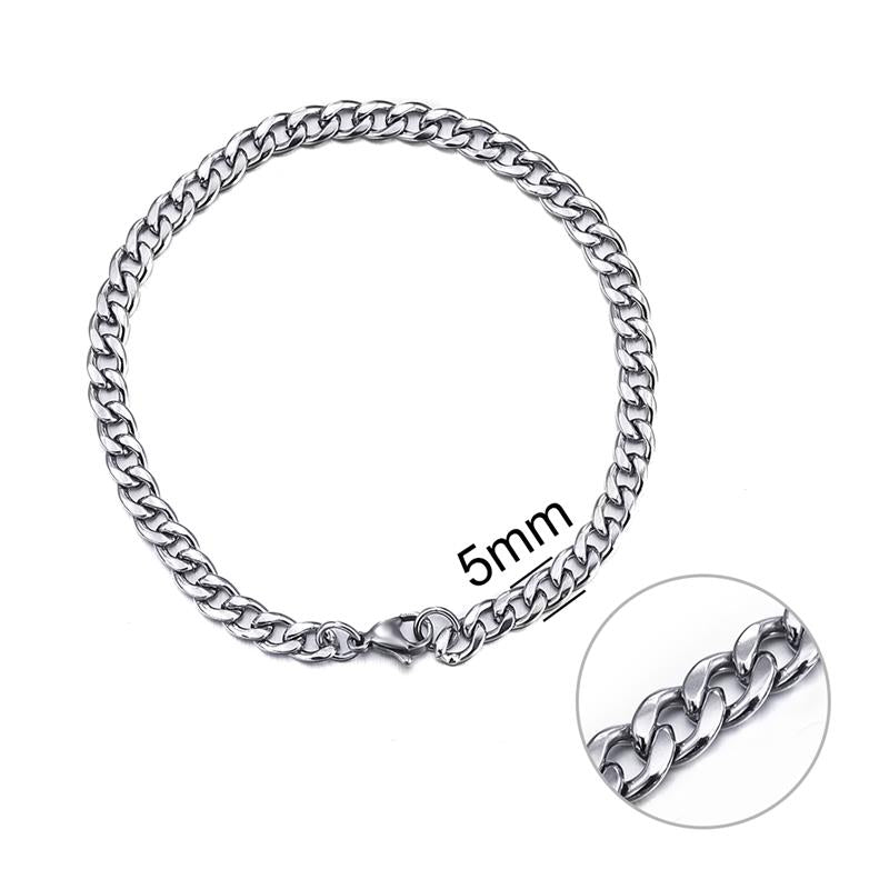 Jiayiqi 3-11 mm Men Chain Bracelet Stainless Steel Curb Cuban Link Chain Bangle for Male Women Hiphop Trendy Wrist Jewelry Gift - Quid Mart