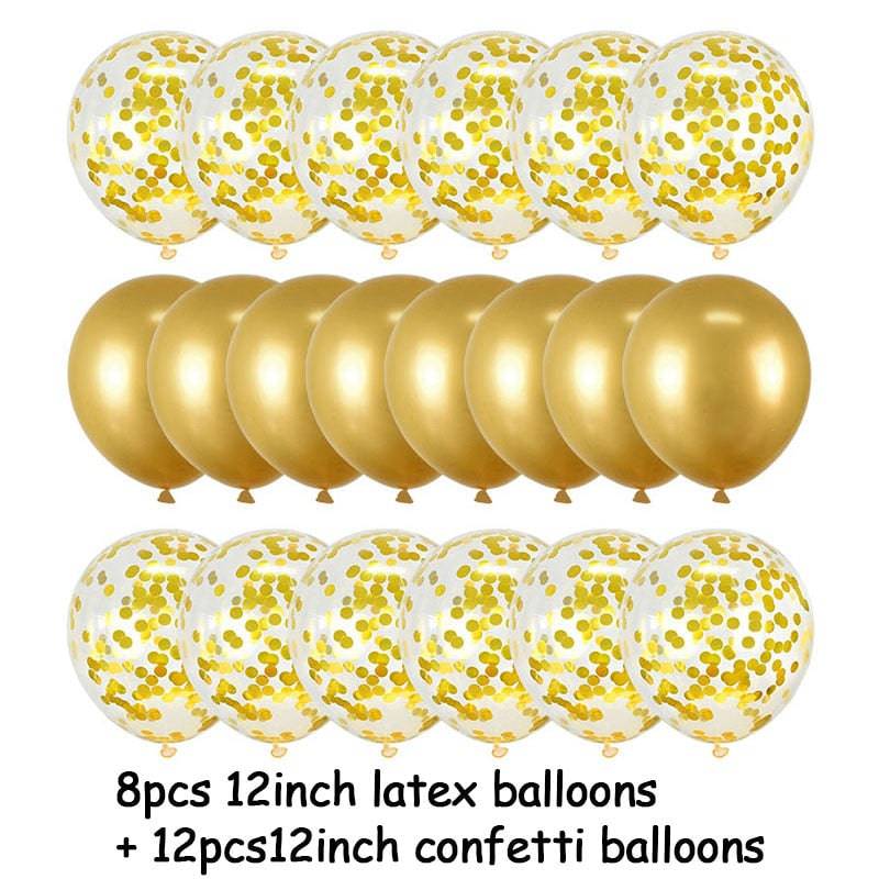 20Pcs Rose Gold Balloon Set Confetti Metallic Balloons Birthday Party Wedding Decoration Anniversary Globals Baby Shower Balloon - Quid Mart