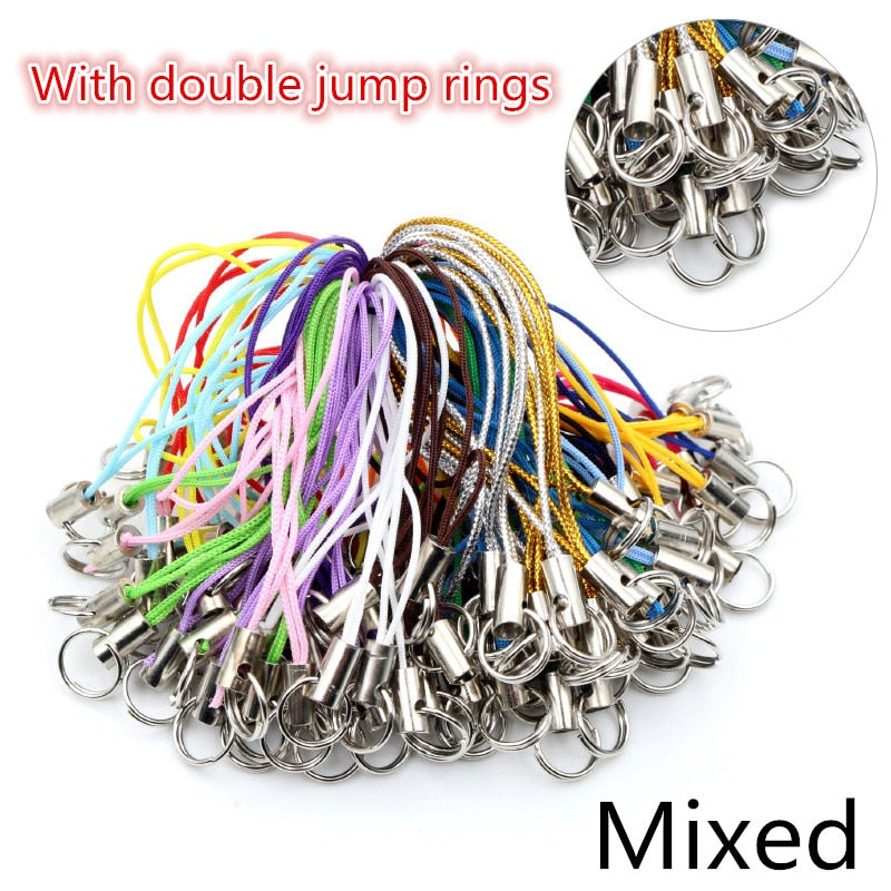 100pcs Lanyard Lariat Strap Cords Lobster Clasp Rope Keychains Hooks Mobile Set Charms Keyring Bag Accessories Key Ring - Quid Mart