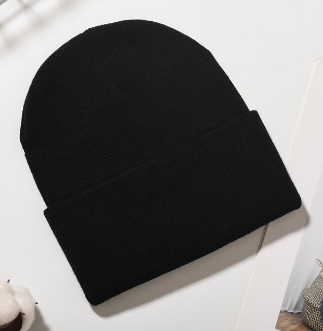 Women's Solid Beanie with Clear Black Crystals - Stylish and Warm Winter Hat - Quid Mart