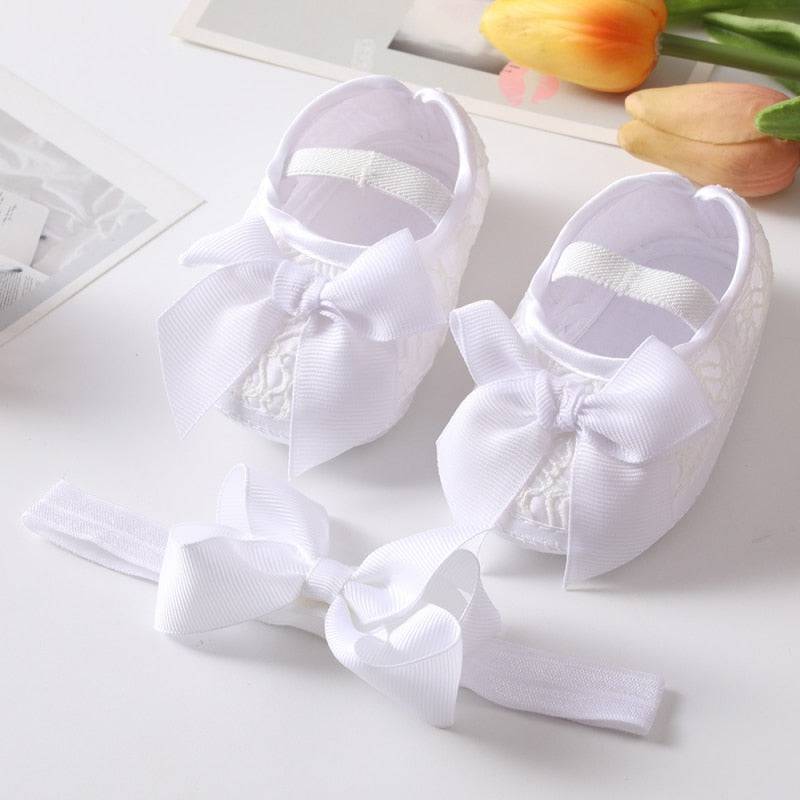 Sequins Baby Shoes: Leather Toddler First Walkers and Headband - Quid Mart