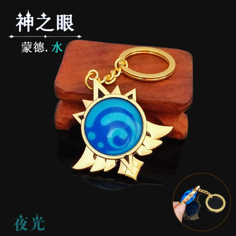 Game Genshin Impact Vision Lnazuma Ganyu Keqing Wendi Xiao Keychain Luminous 7 Element Weapons Eye Of Original God Toy KeyRing - Quid Mart