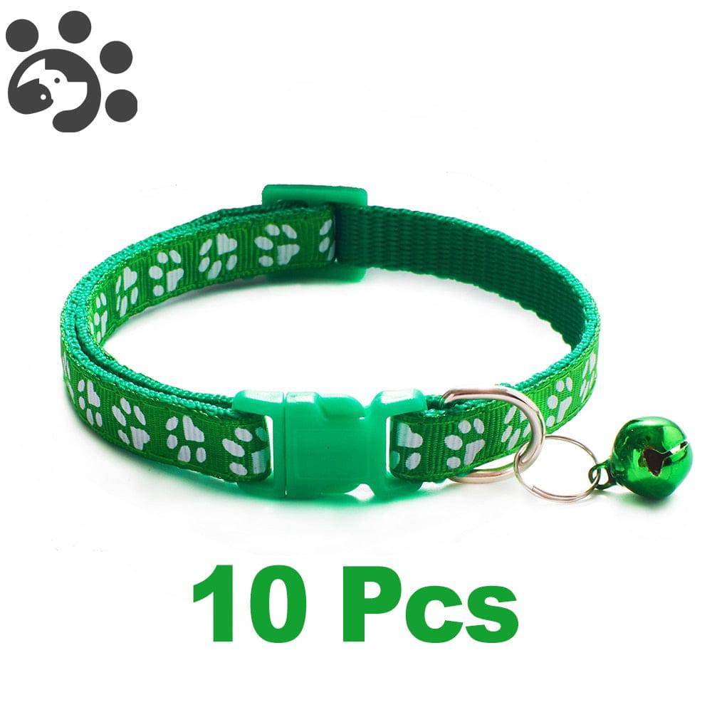 10Pcs Wholesale With Bell Collars Delicate Safety Casual Nylon Dog Collar Neck Strap Fashion Adjustable Bell Pet Cat Dog Collar - Quid Mart