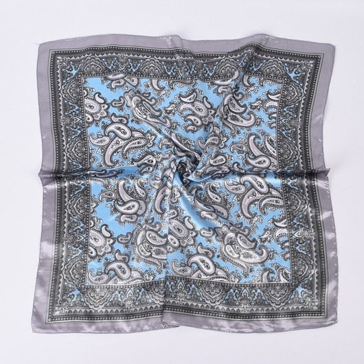 Satin Scarf: Luxury Designer, Retro Paisley Print, Small Bag Wrap for Women - Quid Mart