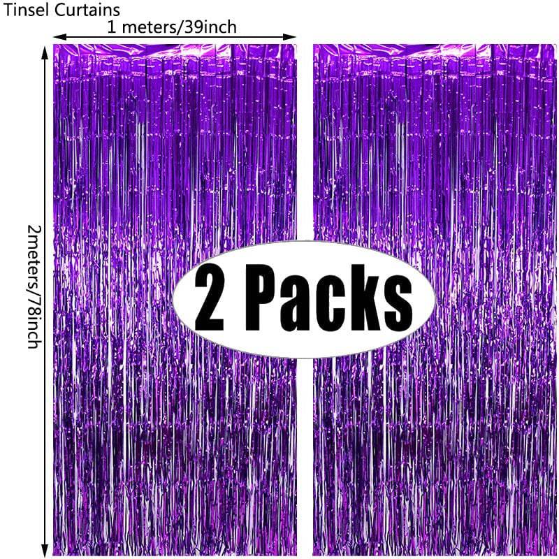 2Pack Party Backdrop Metallic Foil Fringe Tinsel Curtain Adult Kids Birthday Party Wedding Decoration Baby Shower Favor Supplies - Quid Mart