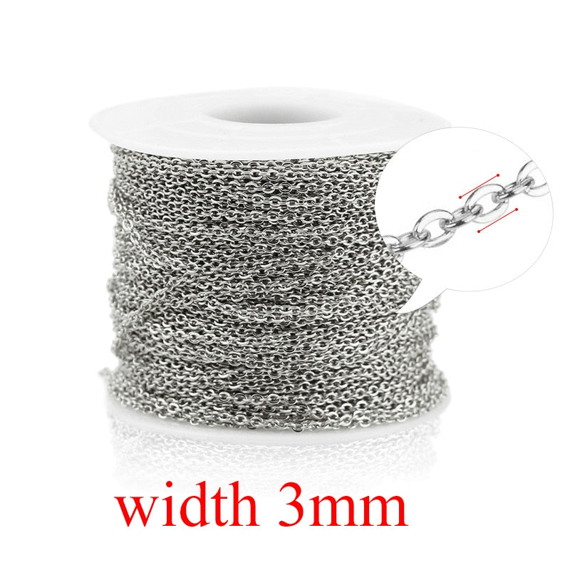 2m Stainless Steel Cable Rose Gold Chain Silver Chains Necklace for Diy Jewelry Making Supplies Bulk Items Wholesale Lots Rope - Quid Mart