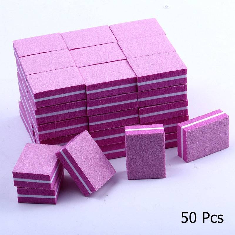 10/25/50pcs lot Double-sided Mini Nail File Blocks Colorful Sponge Nail Polish Sanding Buffer Strips Polishing Manicure Tools - Quid Mart