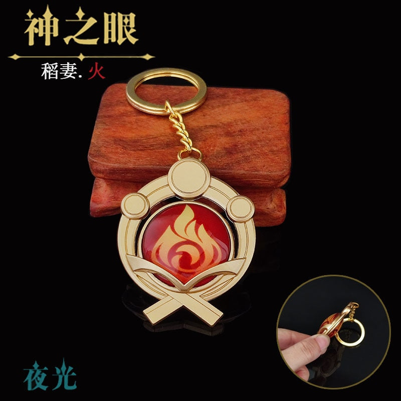 Game Genshin Impact Vision Lnazuma Ganyu Keqing Wendi Xiao Keychain Luminous 7 Element Weapons Eye Of Original God Toy KeyRing - Quid Mart