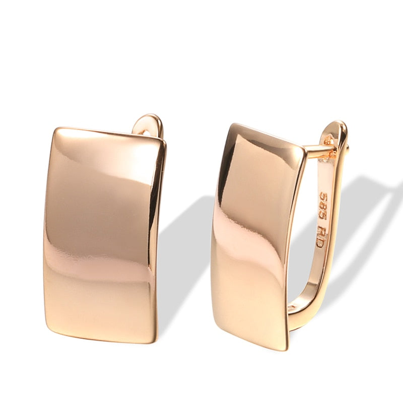 Kinel Hot Fashion Glossy Dangle Earrings 585 Rose Gold Simple Square Earrings For Women High Quality Daily Fine Jewelry - Quid Mart