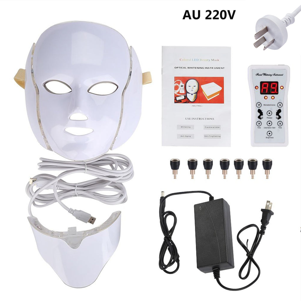 LED Facial Mask With Neck Skin Care 7 Colors Face Mask Treatment Beauty Anti Acne Therapy Whitening Korean Led Spa Mask Machine - Quid Mart