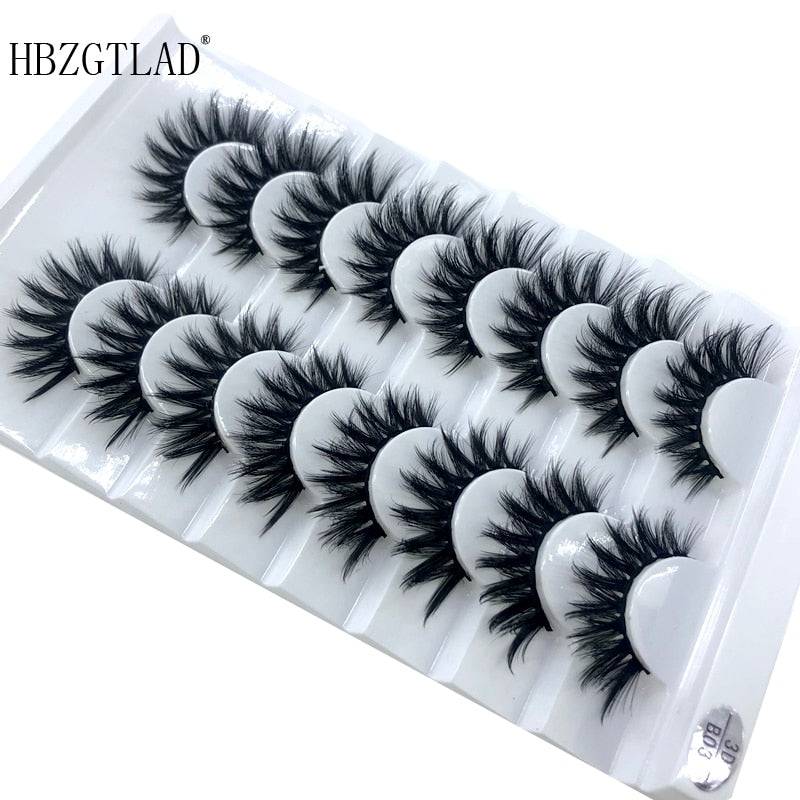 HBZGTLAD New 7/8 pairs 15-25mm natural 3D false eyelashes fake lashes makeup kit Mink Lashes extension mink eyelashes maquiagem - Quid Mart