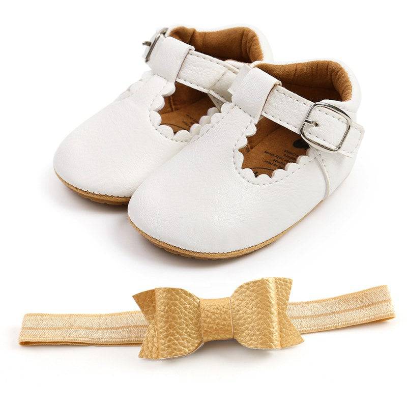 Sequins Baby Shoes: Leather Toddler First Walkers and Headband - Quid Mart