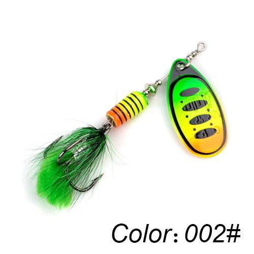 FTK 1pc Spinner Bait 7.5g 12g 17.5g Hard Spoon Bass Lures Metal Fishing Lure With Feather Treble Hooks For Pike Fishing - Quid Mart