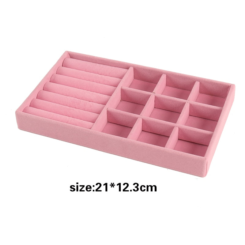 Hot Sales Fashion Portable Velvet Jewelry Ring Jewelry Display Organizer Box Tray Holder Earring Jewelry Storage Case Showcase - Quid Mart