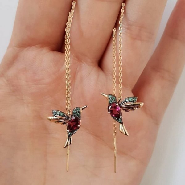 New Crystal Hummingbird Necklaces For Women Fashion Jewelry Gold Color Chain Birds Animal Pendant Choker Collares Joyeria Mujer - Quid Mart