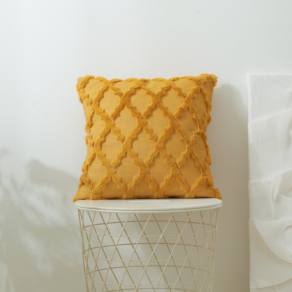 3D Rhombus Plush Pillow Cover - Soft, Cozy, & Decorative for Bed, Sofa - Quid Mart