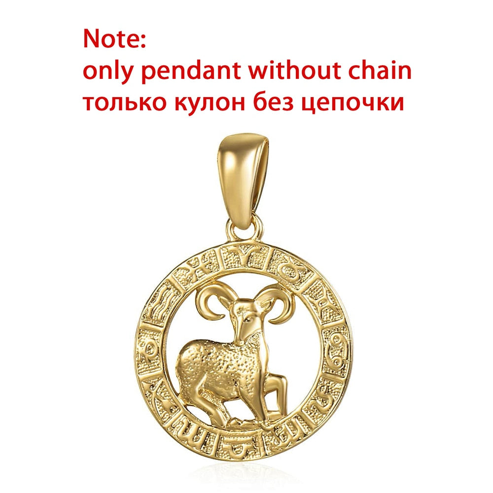 12 Zodiac Sign Constellations Pendants Necklaces For Women Men 585 Rose Gold Color Male Jewelry Fashion Birthday Gifts GPM16 - Quid Mart