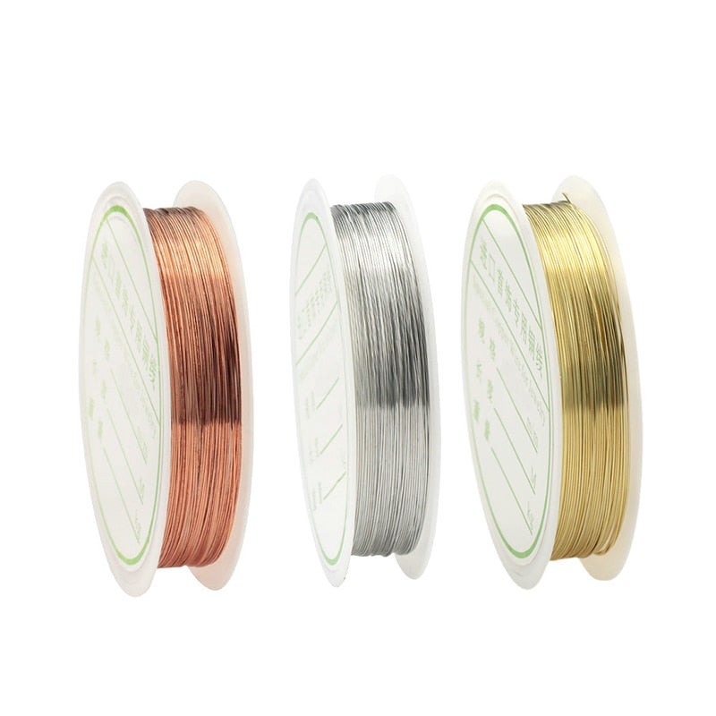 0.2-1mm silver/gold/rose gold copper wire for Bracelet Necklace DIY Colorfast Beading Wire Jewelry Cord String for Craft Making - Quid Mart