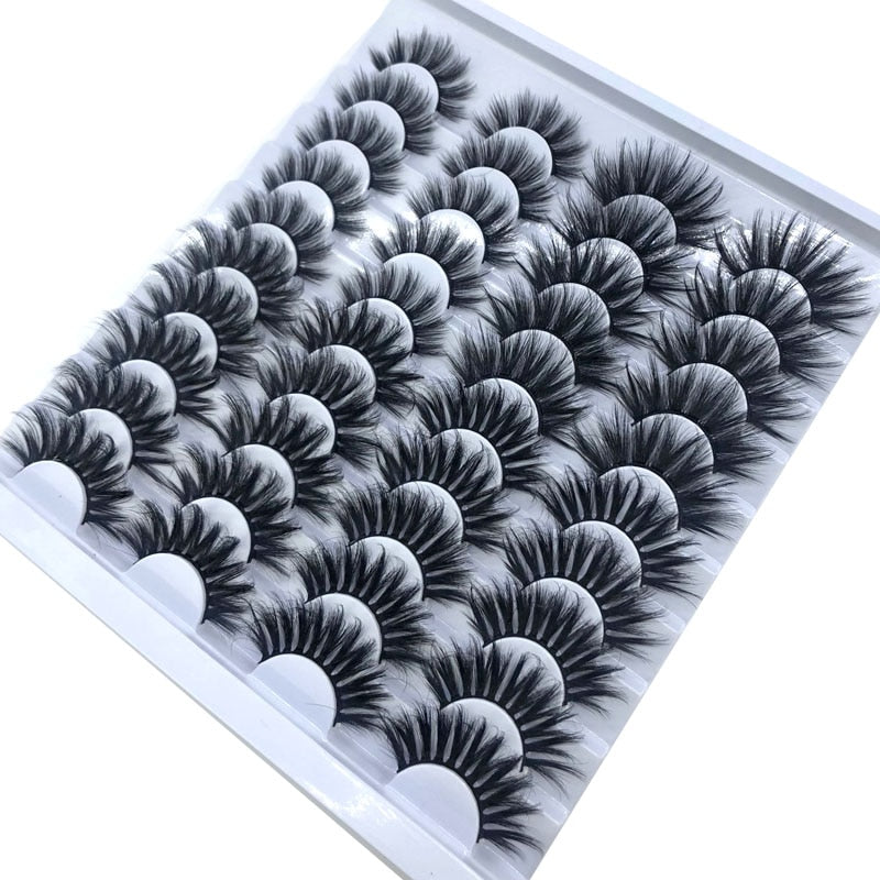 20 Pairs 18-25 mm 3d Mink Lashes Bulk Faux Thick Long Wispy Natural Mink Lashes Pack Short Wholesales Natural False Eyelashes - Quid Mart