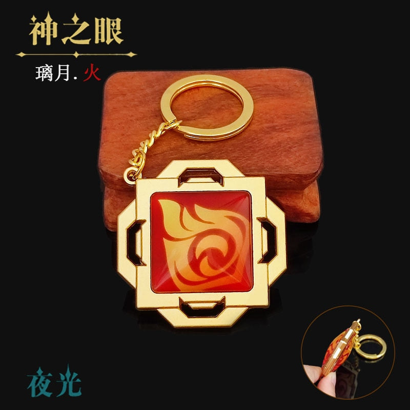 Game Genshin Impact Vision Lnazuma Ganyu Keqing Wendi Xiao Keychain Luminous 7 Element Weapons Eye Of Original God Toy KeyRing - Quid Mart